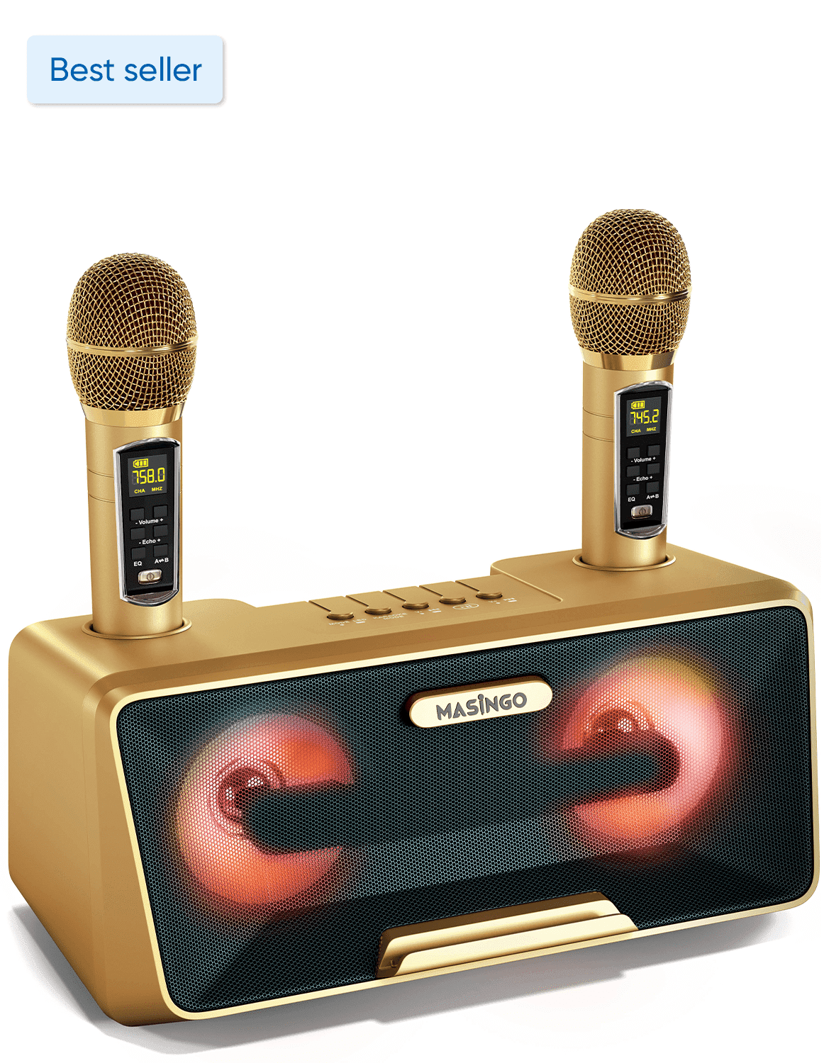 VTSGN Portable Karaoke Machine For Adults, Bluetooth Speaker With 2 Wireless Microphones, 7-Color LED Lights, PA System, TWS, TF/USB/AUX Inputs, Ideal For Indoor And Outdoor Events