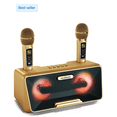 thumbnail image 1 of MASINGO Karaoke Machine for Adults and Kids with 2 Wireless Microphones, Portable Bluetooth Singing Speaker, Colorful LED Lights, PA System, Lyrics Display Holder & TV Cable - Presto G2 (Gold), 1 of 11