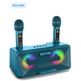 thumbnail image 1 of MASINGO Karaoke Machine for Adults and Kids with 2 Wireless Microphones, Portable Bluetooth Singing Speaker, Colorful LED Lights, PA System, Lyrics Display Holder & TV Cable - Presto G2 (Turquoise), 1 of 11