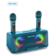 MASINGO Karaoke Machine for Adults and Kids with 2 Wireless Microphones, Portable Bluetooth Singing Speaker, Colorful LED Lights, PA System, Lyrics Display Holder & TV Cable - Presto G2  (Turquoise)