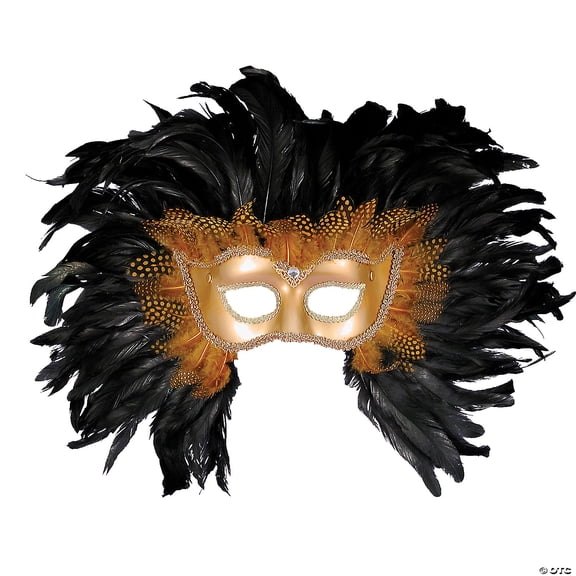 MASK-VENETIAN GOLD W/FEATHERS