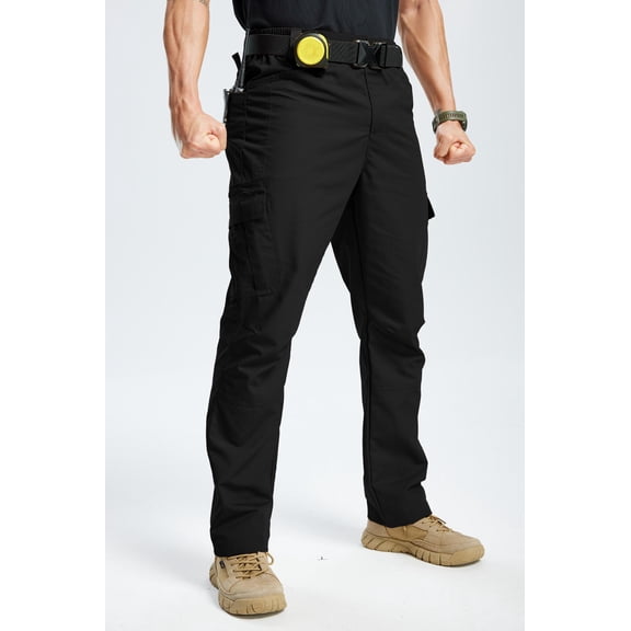 MASKERT Men's Work Pants Utility Cargo Pants Stretch Workwear Outdoor Hiking Pants with Multi Pockets, Elastic Waist, Straight Leg
