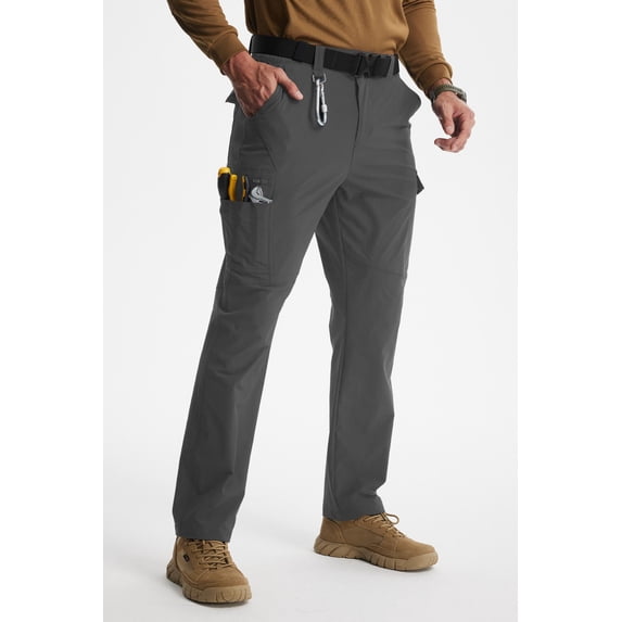 MASKERT Men's Work Pants Hiking Cargo Pants Water Resistant Stretch Outdoor Trousers with 9 Pockets