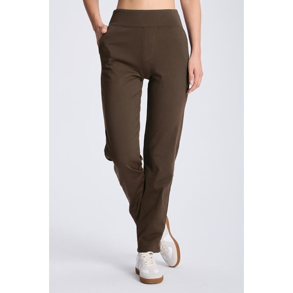 MASKERT Women’s Fleece Pants, High Waisted Casual Straight Leg Pants with Stretch, Warm Fleece Lined Slim Fit Pants with Zipper Pockets for Work Golf Hiking Daily Wear