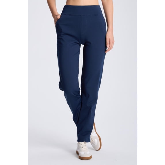 MASKERT Women’s Fleece Pants, High Waisted Casual Straight Leg Pants with Stretch, Warm Fleece Lined Slim Fit Pants with Zipper Pockets for Work Golf Hiking Daily Wear