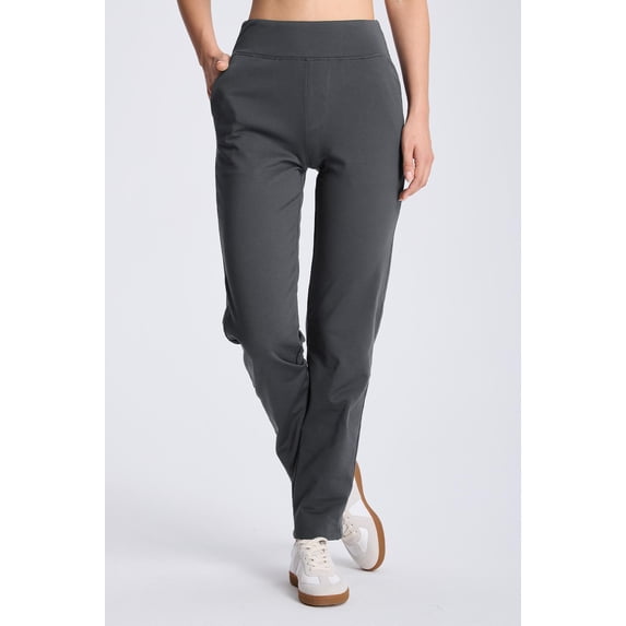 MASKERT Women’s Fleece Pants, High Waisted Casual Straight Leg Pants with Stretch, Warm Fleece Lined Slim Fit Pants with Zipper Pockets for Work Golf Hiking Daily Wear