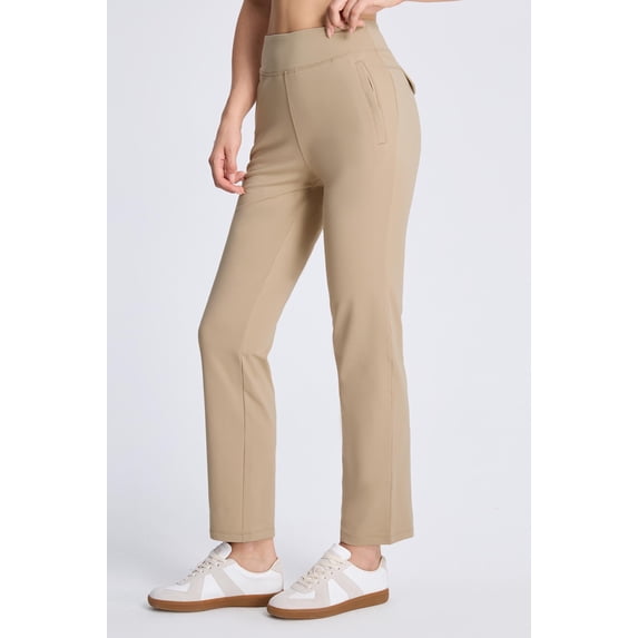 MASKERT Women’s Fleece Lined Pants, High Waisted Stretch Casual Pants, Warm Straight Leg Tapered Pants for Winter, Golf, Hiking & Daily Wear