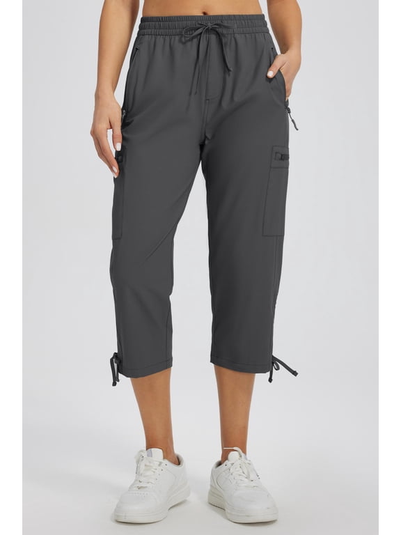 Women's Hiking Capri Cargo Pants Cropped Summer Pants | Quick Dry Lightweight Water Resistant Elastic Waist Hiking Safari Capris