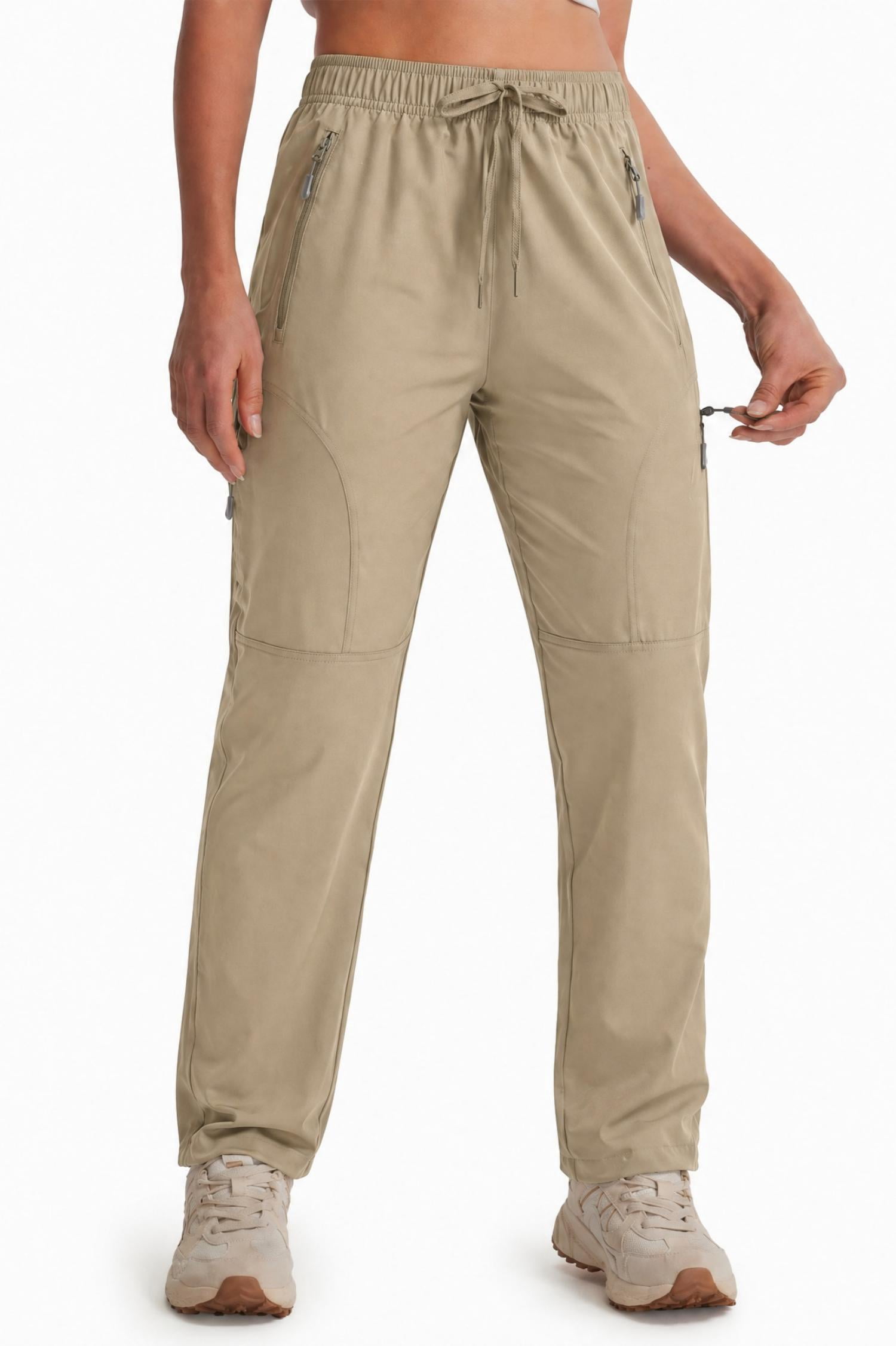 MASKERT Women's Hiking Pants-27" Lightweight Quick Dry Sweatpants Casual Safari Work Travel Outdoor Clothes Khaki(Size XS-XXXL)