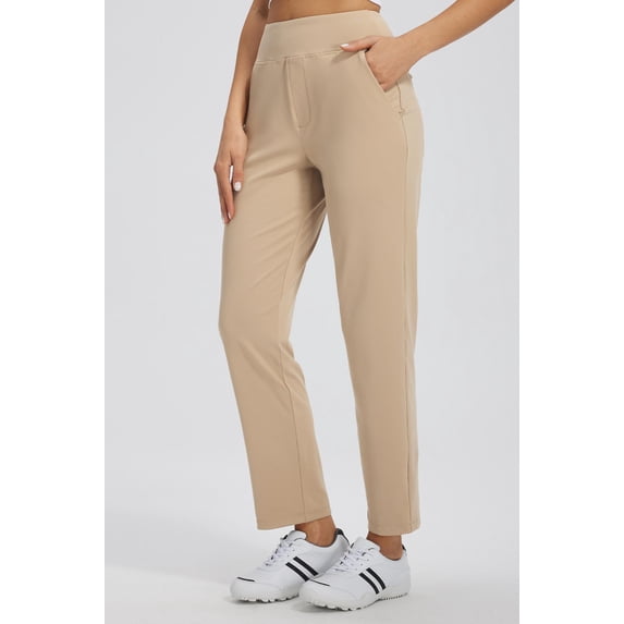 MASKERT Women's Stretchy Casual Pants, High Waisted Ankle Pants with 4 Pockets, Lightweight Travel Work Pants for Women, Business Casual Pants for Office and Golf