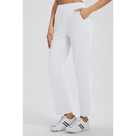 MASKERT Women's Stretchy Casual Pants, High Waisted Ankle Pants with 4 Pockets, Lightweight Travel Work Pants for Women, Business Casual Pants for Office and Golf