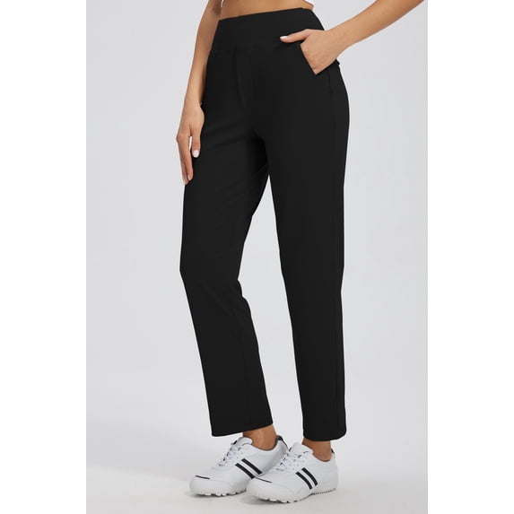MASKERT Women's Stretchy Casual Pants, High Waisted Ankle Pants with 4 Pockets, Lightweight Travel Work Pants for Women, Business Casual Pants for Office and Golf