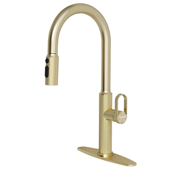 MASO Kitchen Faucet with Pull-Down Sprayer, 3 Spray Modes, Single Handle High Arc Sink Faucet for Kitchen, RV, Laundry and Bar, 304 Stainless Steel,Brushed Gold