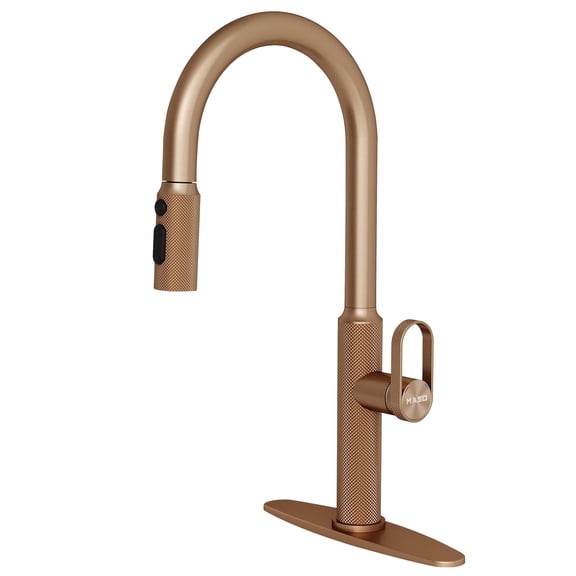 MASO Kitchen Faucet with Pull-Down Sprayer, 3 Spray Modes, Single Handle High Arc Sink Faucet for Kitchen, RV, Laundry and Bar, 304 Stainless Steel,Brushed Rose Gold