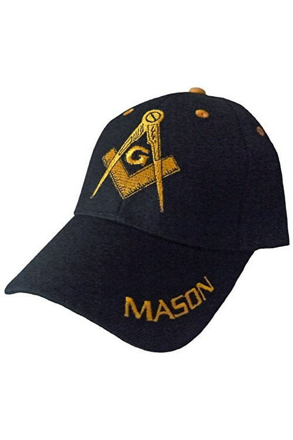 MASON Baseball Cap Freemason Masonic Black Hat Mens Adjustable
