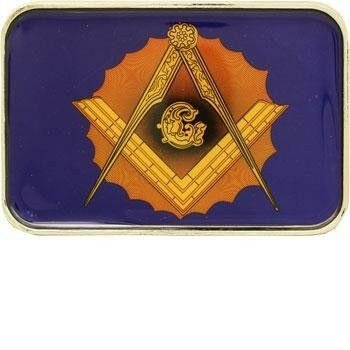 MASON Blue Belt Buckle Masonic Stone Crafters symbol brick mortar wall - New with box/tags