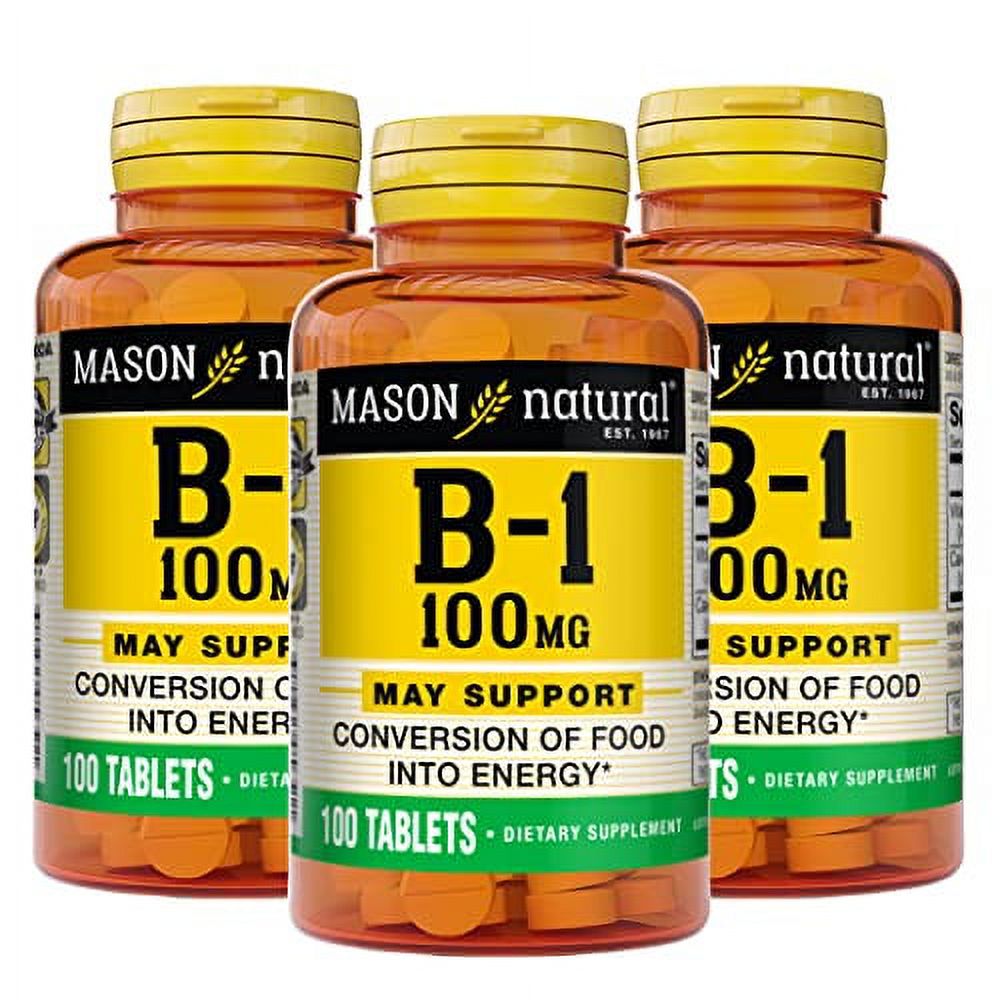 MASON NATURAL Vitamin B1 (Thiamin) 100 mg Healthy Conversion of Food