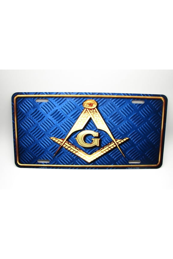 FREEMASON METAL CAR LICENSE PLATE AUTOTAG. MASON LOGO CAR LICENSE PLATE - Aluminum ( 12 inch x 6 inch )