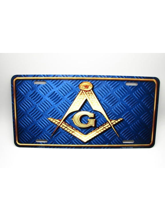 FREEMASON METAL CAR LICENSE PLATE AUTOTAG. MASON LOGO CAR LICENSE PLATE - Aluminum ( 12 inch x 6 inch )