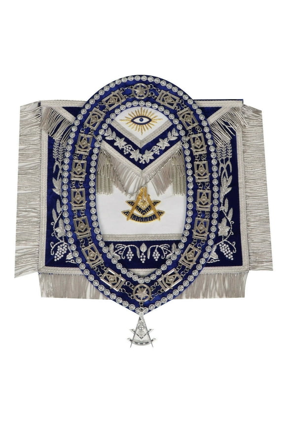 MASONIC PAST MASTER APRON & CHAIN COLLAR + FREE JEWEL