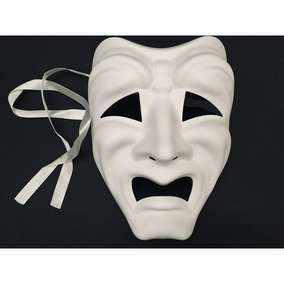 MASQ Blank DIY Masquerade Comedy Tragedy Mask Unisex Adult Performance Play Halloween Wear or Deco