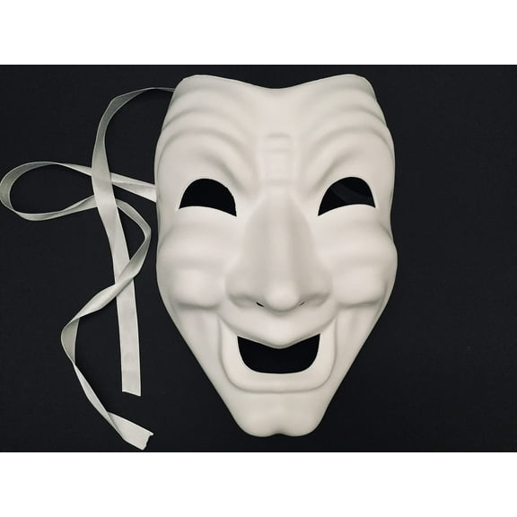MASQ Blank DIY Masquerade Comedy Tragedy Mask Unisex Adult Performance Play Halloween Wear or Deco