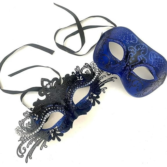 MASQSTUDIO Couple Masquerade Rhinestone Mask Pair Cosplay Mardi Gras Prom Dance Birthday Dance Party Wear
