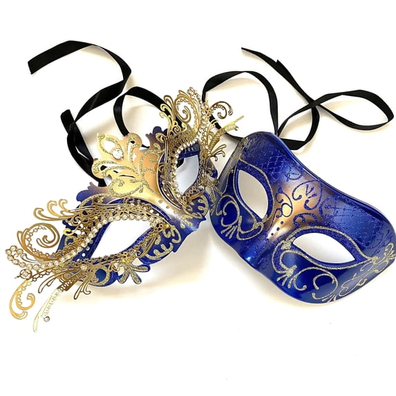 MASQSTUDIO Couple Masquerade Rhinestone Mask Pair Cosplay Mardi Gras Prom Dance Birthday Dance Party Wear
