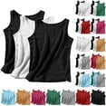 thumbnail image 1 of MASRIN 3PCS Women's Sleeveless Basic Shirts Cotton Linen Loose Fit Comfy Lounge Tank Tops Side Split V Neck Lightweight Summer Gauze Shirt Casual Tanks Light Blue M, 1 of 8
