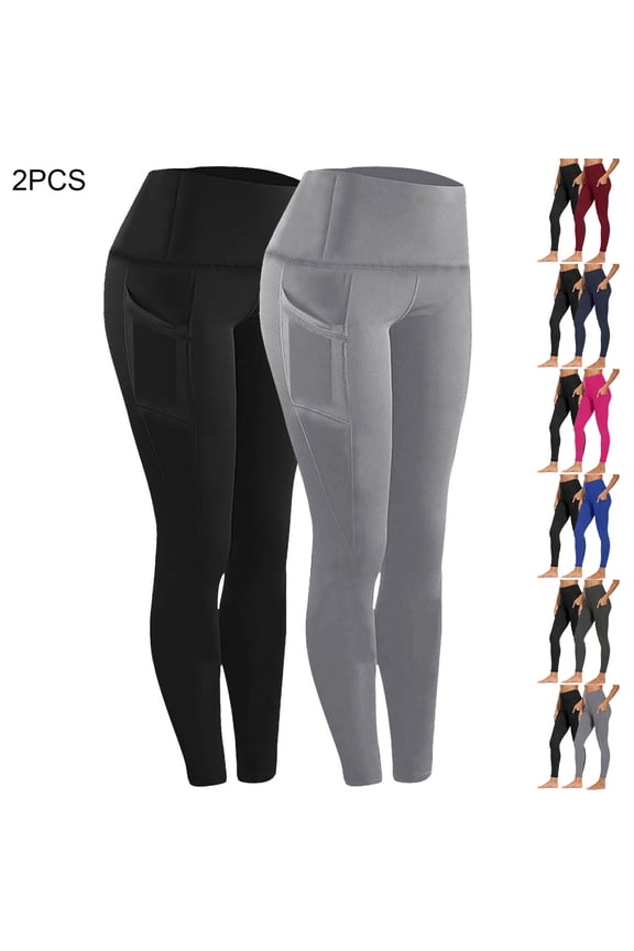 Butt Lifting Leggings for Women High Waisted Athletic Yoga Pants Gym Workout Training Leggings 2 Pack Gray XL