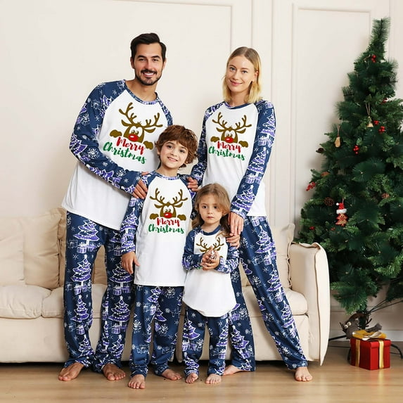 MASRIN Christmas Trees Family Pajamas, Christmas Pajamas for the Whole Family with Dog 2024 Xmas Festival Pjs Matching Sets Fashion Plaid Sleepwear Sets Family Christmas Pjs Matching Sets
