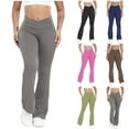 thumbnail image 1 of MASRIN Crossover High Waisted Yoga Pants for Women Casual Tummy Control Bootcut Athletic Leggings Gym Sport Tights Gray S, 1 of 10