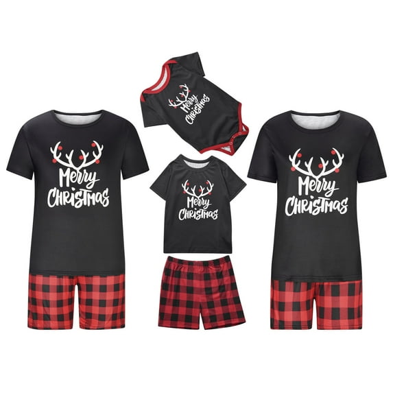MASRIN Family Pajamas Sets Christmas Family Pajamas Matching Sets 2024 Long Sleeve Baggy T-shirt Top And Buffalo Plaid Pants Sets Xmas Gifts Christmas Pajamas Pants