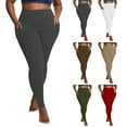 thumbnail image 1 of MASRIN Leggings for Women with Pockets Plus Size High Waisted Athletic Yoga Pants Solid Casual Tummy Control Butt Lifting Jeggings Brown XXXL, 1 of 7