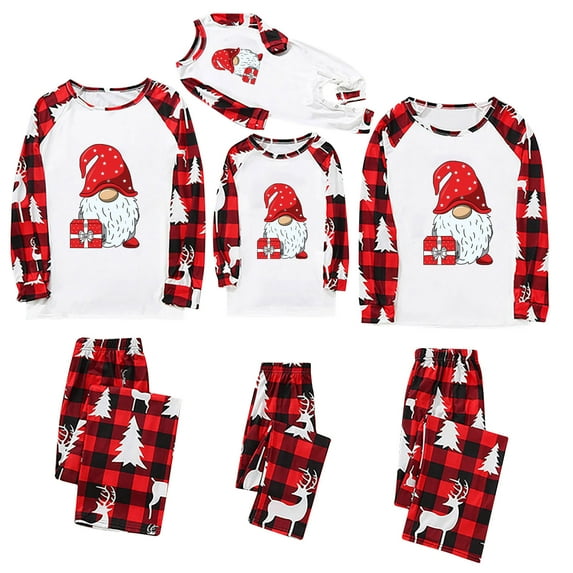 MASRIN Matching Outfits For Family Pictures Matching Christmas Pjs for Family 2024 Xmas Cute Deer Print Classic Plaid Family Christmas Pjs Home Loungewear Sets Santa Claus Pattern