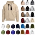 thumbnail image 1 of MASRIN Mens 1/4 Zip Pullover Hoodie Drawstring Long Sleeve Hooded Sweatshirts Lightweight Camping Cargo Sweatshirt with Arm Zipper Pockets Blue XXXL, 1 of 1