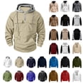 thumbnail image 1 of MASRIN Mens Hooded Sweatshirts Quarter Zip Drawstring Cargo Hoodies Pullover Colorblock Long Sleeve Fashion Fall Sweatshirt with Multi Pockets Black M, 1 of 8