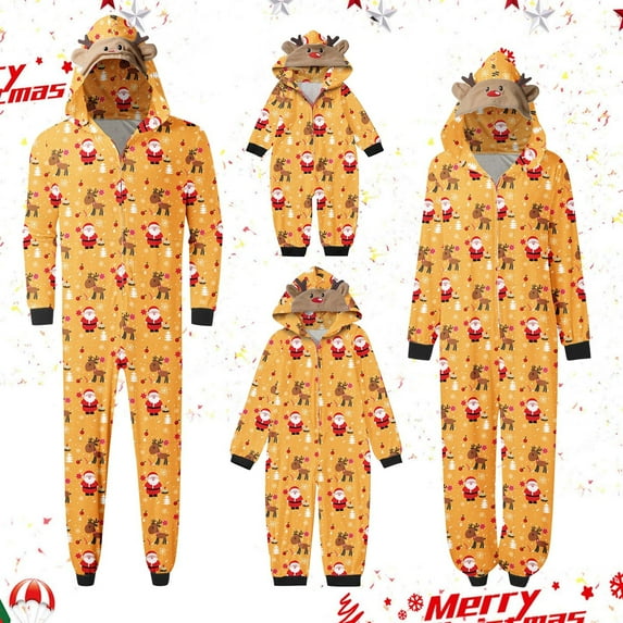 MASRIN Merry Christmas Printed Christmas Pajamas for Family 2024 - Classic Buffalo Plaid Pajamas Holiday Matching Outfits Set Xmas Santas Deer Sleepwear Matching Family Outfits