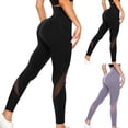 thumbnail image 1 of MASRIN Mesh Patchwork Athletic Leggings for Women High Waisted Tummy Control Yoga Pants Slim Fit Gym Workout Running Tights Black S, 1 of 9
