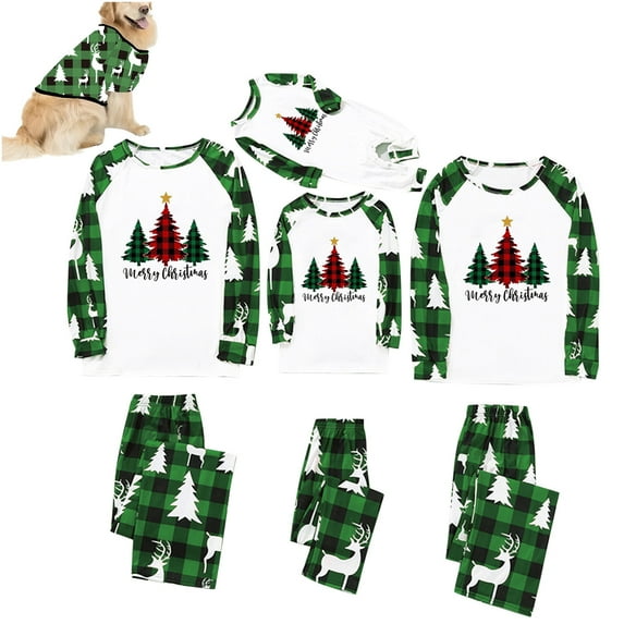 MASRIN Pijamas Familiares A Juego Christmas Family Pajamas Matching Sets Short Sleeve Pj Set Satin 2 Piece Xmas Holiday Sleepwear Outfits Clothes Christmas Tree Print