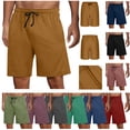 thumbnail image 1 of MASRIN Sweat Shorts for Men Baggy Drawstring Elastic Waist Shorts Solid Color Casual Cotton Pajamas Shorts with Pockets, Coffee, XXL, 1 of 7