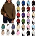 thumbnail image 1 of MASRIN Sweatshirts for Women Drop Shoulder Mock Neck Pullover Sweatshirt Loose Fit Solid Casual Daily Pullover Tops Fall Clothes Navy L, 1 of 10