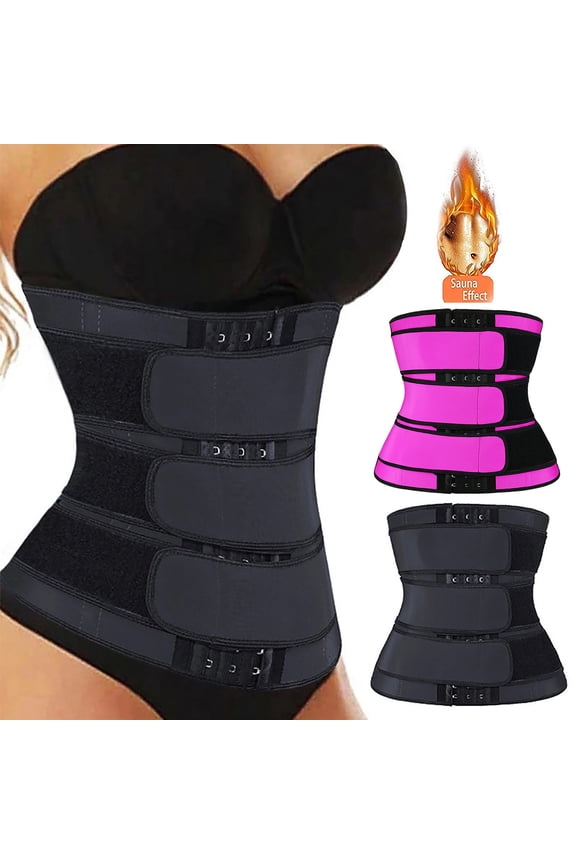 Waist Trainer for Women 3 Straps Tummy Control Workout Corset Cincher Long Torso Trimmer Sauna Belt Sports Body Shaper Hot Pink XXXXL