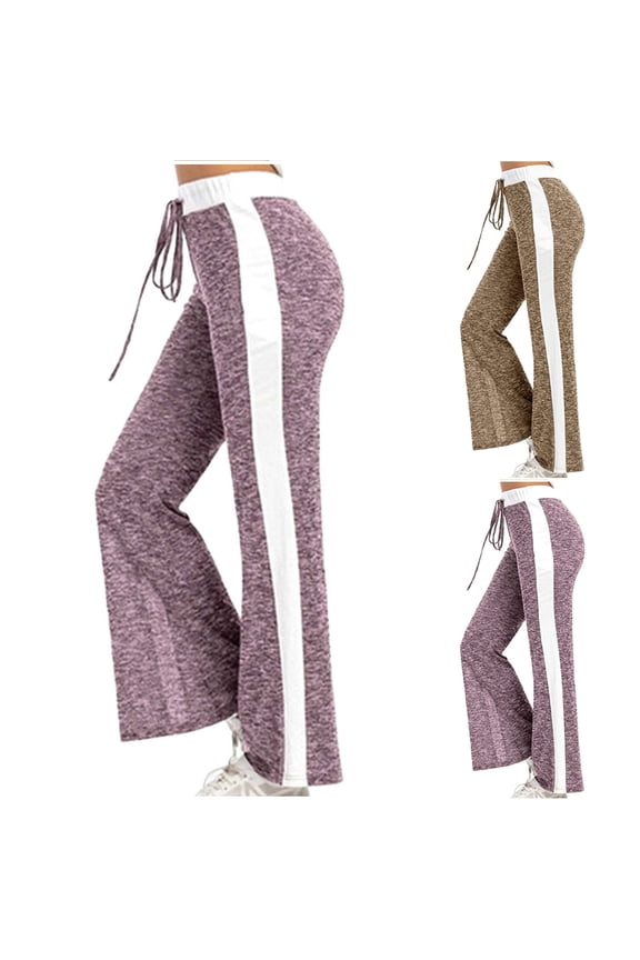 Wide Leg Yoga Pants for Women Side Stripe Athletic Sweatpants Causal Drawstring High Waisted Leggings Pink XXL