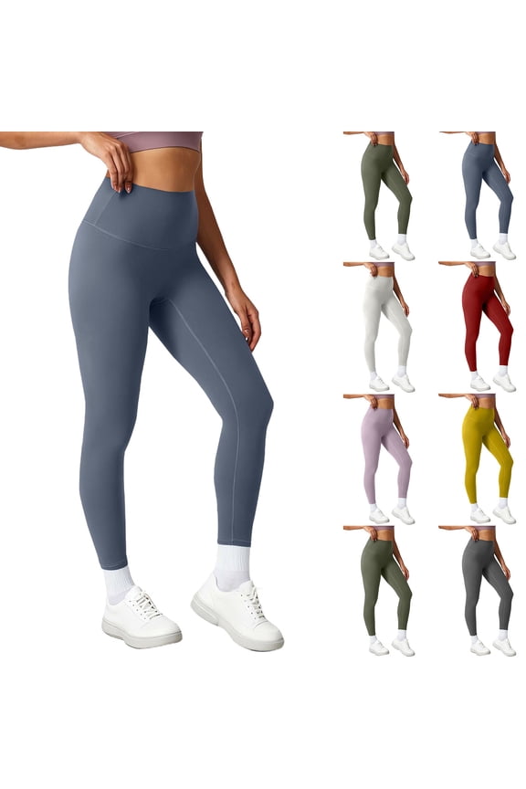 Women High Waisted Leggings Tummy Control Butt Lifting Athletic Yoga Pants Solid Color Casual Workout Tights White XL