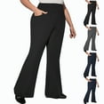 thumbnail image 1 of MASRIN Women Yoga Pants Tummy Control Bootcut Plus Size Athletic Leggings Solid Color Bell Bottom Workout Trousers Navy XXL, 1 of 3
