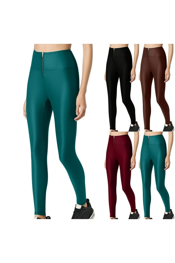 Women's Athletic Leggings Soft Stretch Tummy Control High Waisted Yoga Pants Solid Color Tights for Running Workout Wine M