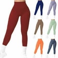 thumbnail image 1 of MASRIN Women's Stretch High Waisted Leggings Solid Color Slim Fit Athletic Yoga Pants Gym Workout Skinny Leggings Wine L, 1 of 4