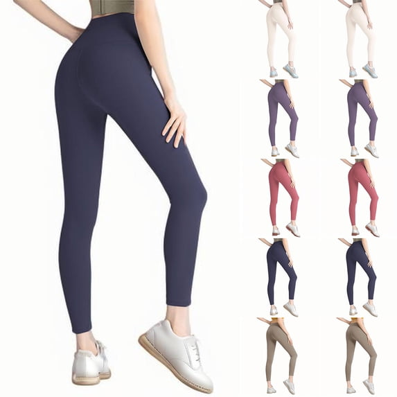 MASRIN Womens Elastic High Waisted Leggings Solid Color Butt Lifting Yoga Pants Full Length Athletic Tights Pink XXXL