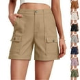 thumbnail image 1 of MASRIN Womens Twill Cargo Shorts High Waisted Flat Front Chino Work Shorts Solid Casual Summer Short Pants with Multi Pockets Dark Blue XL, 1 of 7